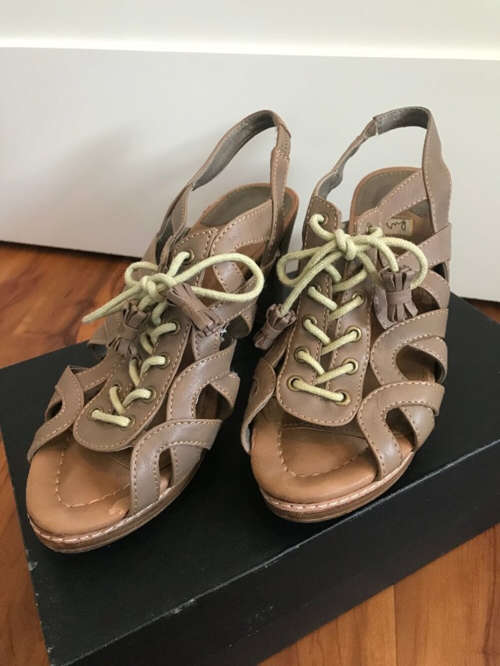 Ing Taupe Leather Sandals.
